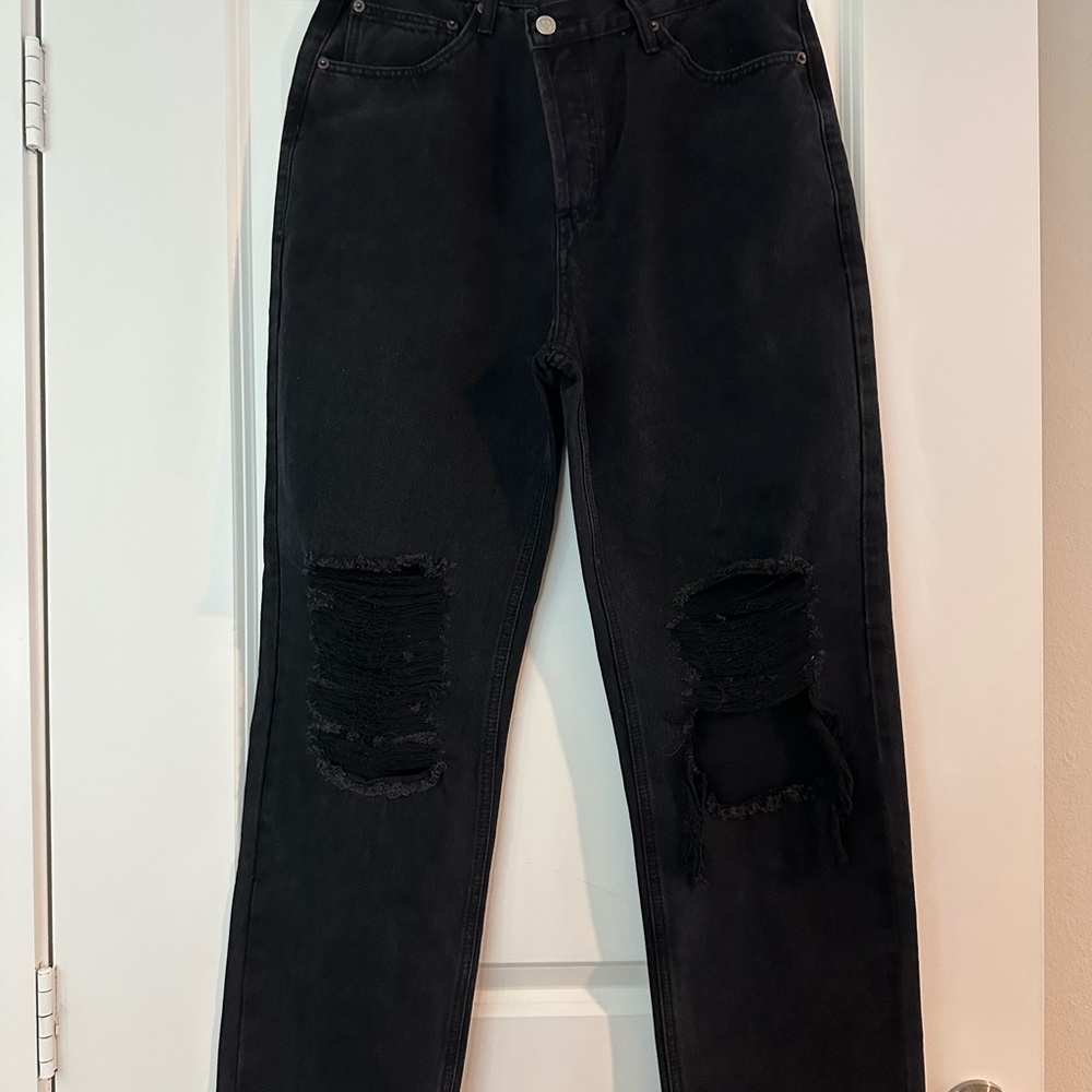 Fashion Nova Black Distressed Mom Jeans